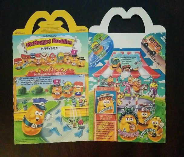 1988 McDonalds McNugget Buddies Gardens Happy Meal Box - Good/Bad Marketing