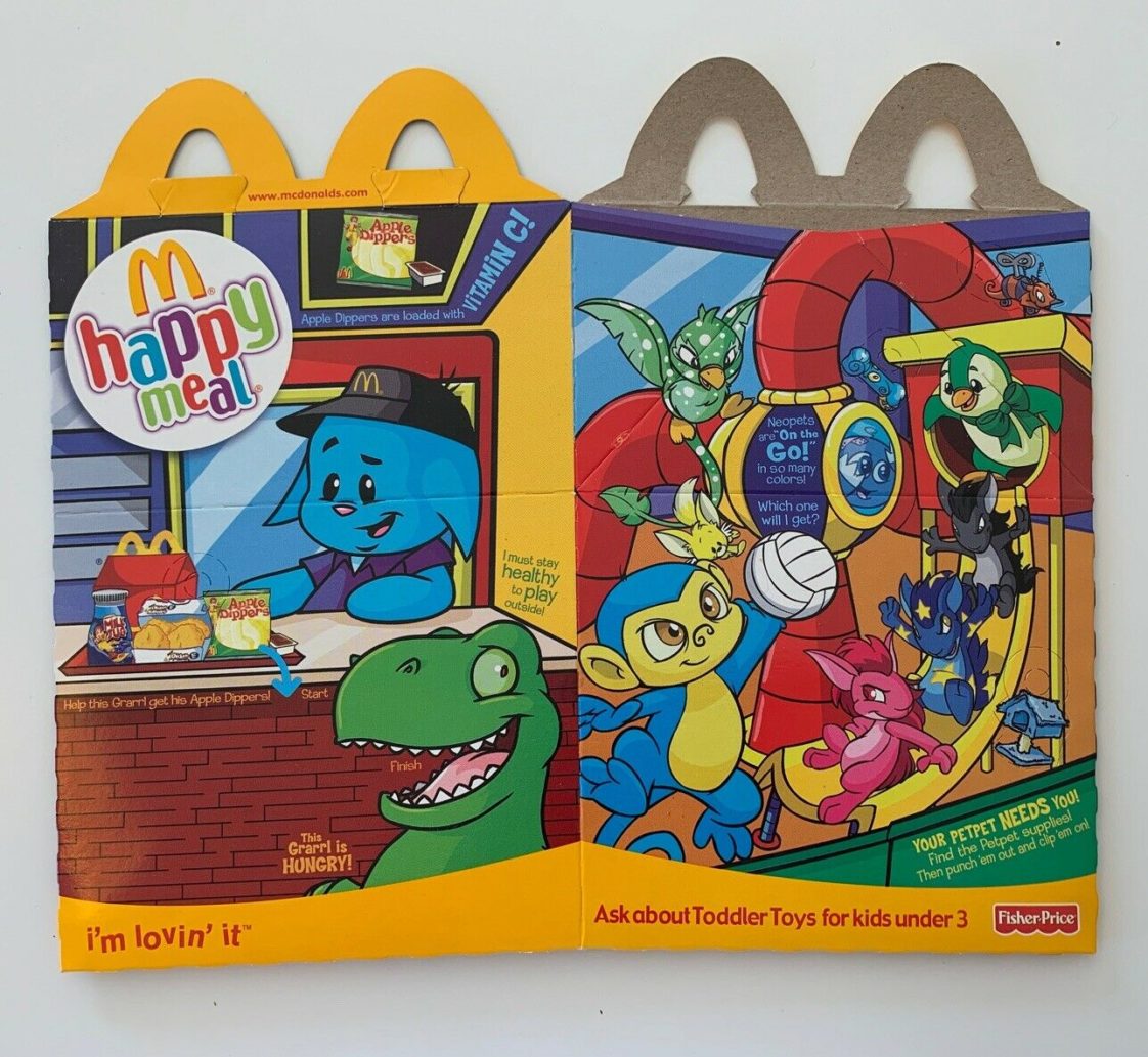 2005 Neopets McDonalds Happy Meal Cardboard Box - Good/Bad Marketing