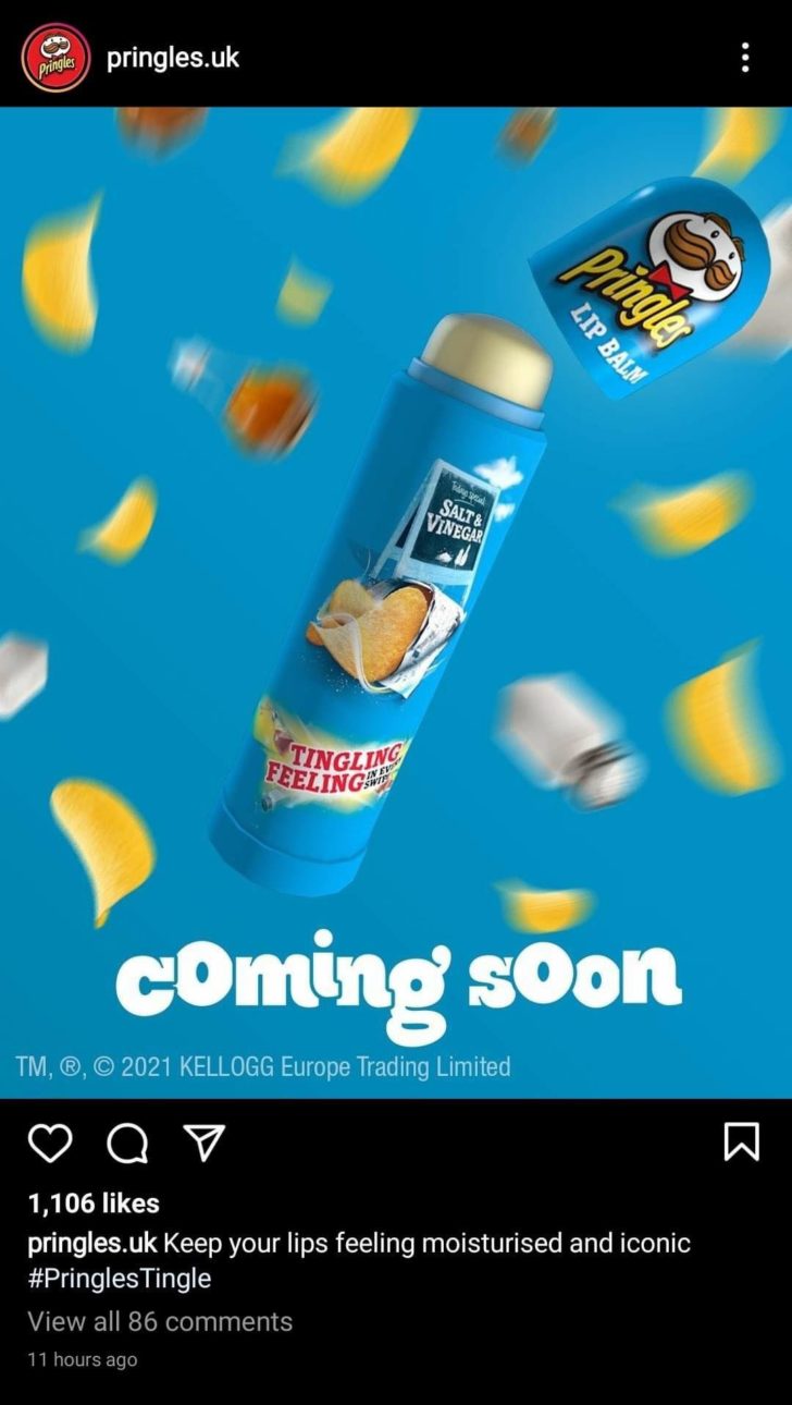 april fools 2021 pringles lip balm Good/Bad Marketing